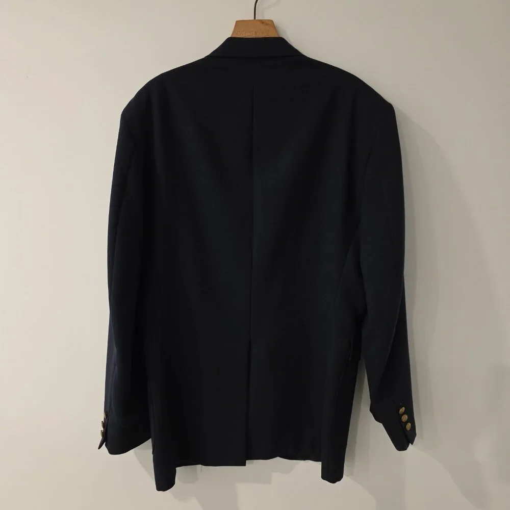 Vintage Stafford‎ Blazer Navy Blue Gold 2-Button Jacket Sport Coat USA Mens 40L